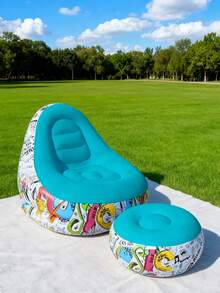 1pc Inflatable Sofa, Inflatable Camping Chair, Inflatable Slouchy Sofa, Inflatable Chair, Foldable Portable Inflatable Chair, Suitable For Living Room, Bedroom, Reading Room, Bedroom, Balcony, Outdoor Camping, Easy To Store And Carry, Leisure And Entertainment, Dorm, Backrest Chair - Multicolor - View 12