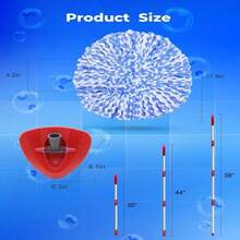 Spin Mop Replacement Head Compatible With O-Cedar 2 Tank Rinseclean,4 Mop Heads +1 Handle +1 Base , Microfiber 100% Refills, 30-58in Stick Easy-To-Replace ( Blue 2 Tank ) - 白色 - 查看 7