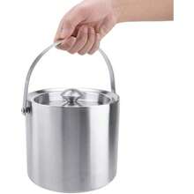 Stainless Steel Insulated Double Wall Ice Bucket With Lid And Handle For Wedding Party Picnic (3 Liters) - Silver - View 6