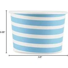 Barra de helado y tazas de aperitivos, tazas desechables de helado perfectas para fiestas, tazas de yogur congelado de alta calidad de 5 onzas, tazas de papel para desierto, paquete de 50 - Rayas azules + 165 ml - Ver 8