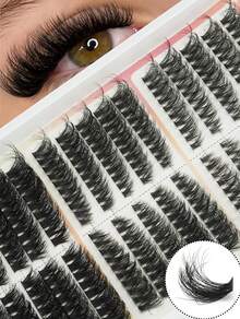 150 Pieces Curled Segment Eyelashes False Eyelashes Individual DIY Mink-Like Single Cluster Thick, Natural, Soft D 0.07mm 10-18mm Mixed Handmade Eyelash Extensions For Cartoon Eyelashes, Daily Makeup Eyelash Clusters, Eyelash Clusters, Individual Eyelashes, Eyelashes, False Eyelashes Thick, Curled Eyelashes In Cat-Eye Style - D - 查看 7