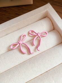 1 对精致、时尚、轻巧、多功能、优雅、高端、独特蝴蝶结设计女士耳环 - 粉紅色 - 查看 5