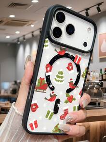 Winter-Rotkehlchen-Vogel-Beeren-Festliches Muster-Design Weihnachten Schnee Magnetische Telefonabdeckung Ästhetischer Feiertag Süßes Accessoire Saisonaler roter Vogel für Naturliebhaber Kompatibel mit iPhone 17 pro max/17pro/17/Air/16promax/16Pro/16Plus/16/15ProMax/15Pro/15Plus/15/14ProMax/14Pro/13ProMax/13Pro/13/12ProMax/12/11ProMax/11Pro/11/XSMax/X/XS - Hellgrau - Übersicht 4