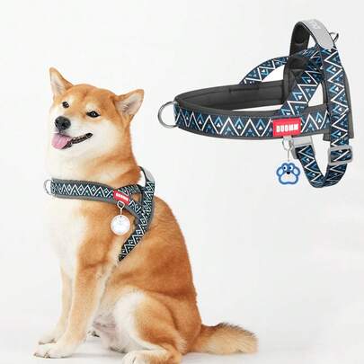 1 件带反光条的狗背带，可调节宠物胸带背心，适合小型/中型犬和猫，适合散步