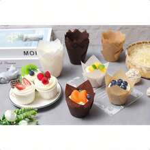 50pcs Standard Tulip Baking Cups, Grease-Proof Cupcake Liners Suitable For Wedding, Valentine's Day, Birthday, Christmas, Anniversary And All Holidays Dessert Cups - Multicolor - View 4