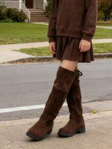 1 Paar klassische Mode Overknee-Stiefel für alle Jahreszeiten, geeignet für den täglichen Gebrauch und den Urlaub, Mädchen