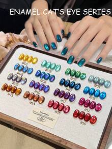 12ml Autumn Winter Nails Blue Pink Red Cat Eye Gel Nail Polish 2025 New Style Whitening High Density Sparkling Glass Bead Crystal Cat Eye Nail Art Cat Eye Design Popular Gift For Women Nail Supplies Christmas Nails - Multicolor - View 4