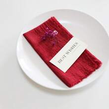 6/24 Pieces Solid Color Tassel Napkins Cloth Viscose 42*42cm/16.5inch Soft And Durable New Year's Eve Party Valentine's Day Casual Lunch At Home Cocktail Receptions Housewarming Pet-Friendly Meal Times Rustic Weddings Baby Showers Breakfast - Burgundy - View 4