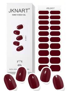 JKNART 20pcs/Set Semi-Cured Rose Red Nail Polish Stickers, Nail Art UV Gel Nail Wraps, Soak-Off Gel Nail Strips, Easy To Apply And Remove (Need UV Light) - Rusty Rose - View 11