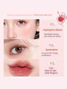 NOVO 多用途氧气发光腮红棒，低饱和度，用于面部和锁骨的荧光笔，自然光泽，适合日常生活、旅行、节日、生日、毕业典礼、派对、礼物 - 02#氧氣草莓 - 查看 6