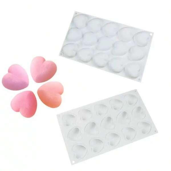 قالب سيليكون بشكل قلب 15 تجويف، مناسب لتزيين الشوكولاتة والجيلي والحلوى في عيد الحب والزفاف والحفلات، سهل الإخراج