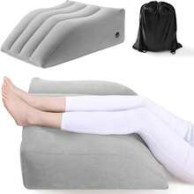 Multi-Position Inflatable Support Pillow With 45° Tilt - Leg Knee Waist Cushion With Flocking Cover, Portable Foldable For Office Home Travel (65x50x25cm) - Grey - View 1