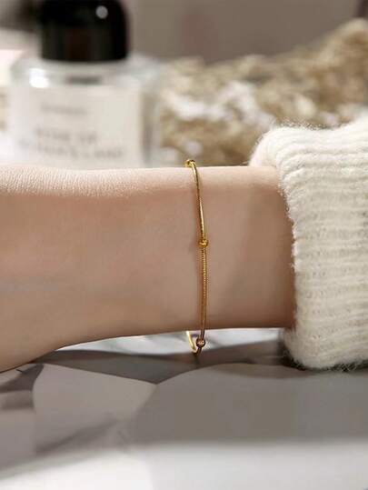 Nooxian 1 chiếc vòng tay hạt và dây chuyền rắn bằng thép không gỉ màu vàng dành cho nữ