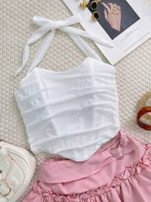 Blazique Áo corset nữ thanh lịch cỡ lớn co giãn bằng lưới có gọng định hình eo Áo hai dây buộc sau lưng hở lưng định hình hàng ngày thoải mái, thường ngày, trang phục Halloween, trang phục Giáng sinh, Lễ tạ ơn - trắng - Xem 8