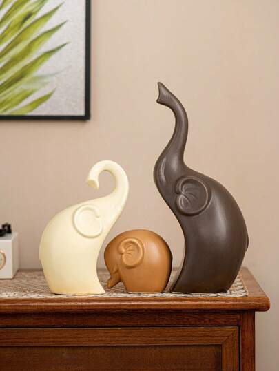 3pcs Elephant-Shaped Ornaments, Ceramic Crafts With Multiple Colors & Sizes, Modern Minimalist Style - Ideal For Gifts; Perfect For Party, Festival, Home, Table Decoration
