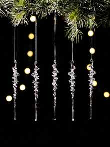 5/15/20 piezas Adornos de árbol de Navidad con cristales en forma de copo de nieve, Adornos colgantes de árbol de Navidad de cristal transparente en forma de carámbano, Adornos colgantes de árbol de Navidad de cristal transparente en forma de carámbano, Adornos de árbol de Navidad de cristal, Decoraciones de cumpleaños con tema de hielo y nieve para Navidad, Decoraciones navideñas, Decoración de invierno para el hogar, Decoración navideña, Regalos de Navidad - Multicolor - Ver 20