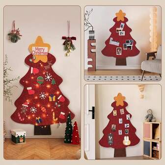 Tablero de decoración de árbol de Navidad de 31.5x23.6 pulgadas, combinación multicolor, para decoración de oficina y hogar, pegatina de pared, fácil instalación sin perforación, tablero de exhibición, tablero de mensajes, pared de fotos, pared de planificación, tiras de tablero de anuncios autoadhesivas adecuadas para tablero de fieltro, decoración de dormitorio, papelería, decoración de fiesta de vacaciones, decoración de Navidad y Año Nuevo, regalo de Año Nuevo, regalo de Año Nuevo creativo para amigos, compañeros de clase, mayores, maestros