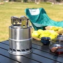 SNUOK Przenośny piecyk ze stali nierdzewnej do użytku na zewnątrz, dwuwarstwowy, promiennikowy piecyk ogniskowy, odłączany, sztaplowany palnik do plecaka piknikowego, kuchenka do gotowania, grill węglowy, domowy ogrzewacz kominkowy, dwukanałowe spalanie wtórne, kompatybilny z wieloma paliwami, artykuły na obiady rodzinne, artykuły na świąteczne przyjęcia