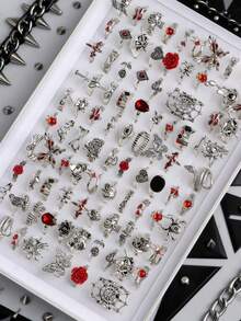 10/20pcs/Pack Retro Punk Style Owl & Snake Rings, Fashion Animal Shape Finger Rings, Jewelry Gift For Party & Holiday