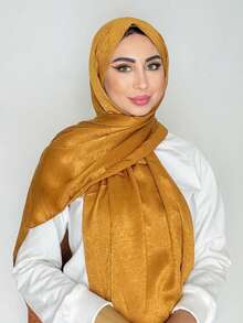 1 pièce Foulard hijab en velours satin pour femme - Multicolore - Voir 4