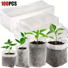 100 Peças Sacos de Plantio - Tecido Não Tecido Respirável Vasos de Mudas para Jardinagem, Uso Externo - Ideal para Vegetais, Frutas e Flores