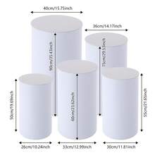 5pc Cylinder Pedestal Stands For Party, White Round Large Cylinder Tables, Pedestal Display Plinth Pillars For Wedding, Ceremony, Birthday Party, Art Decor - White - View 2