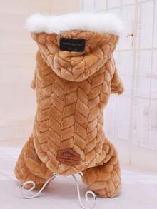 4-Leg Thick Fleece Jacket, British Style Pet Clothes, Warm Jumpsuit For Small Animals