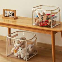 1 قطعة سلة تخزين قابلة للطي محمولة باليد، سعة تخزين كبيرة متعددة الأغراض، حقيبة تخزين دمى فاخرة، مناسبة لغرفة النوم والحمام والمكتب وتنظيم وتخزين المنزل