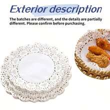 100 piezas de 6.5 pulgadas Forros de papel redondos desechables para postres, alimentos fritos, bodas, fiestas, pasteles, pastelerías, hornear, asar a la parrilla, freír