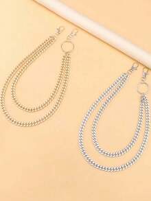1pc Fashion Double-Layer Metal Pants Chain, Versatile Minimalist Jeans Accessory Suitable For Teenagers, Casual Outdoor Sports Or Vacation, Graduation Gift, Birthday Party Outfit, Or Daily Wear DUGT - 彩色 - 查看 3