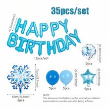 35pcs/Set Ice Blue Theme Party Decorations Balloons, Birthday Balloon Set Including Happy Birthday Banner, Snowflake Foil Balloons, Star And Confetti Latex Balloons, For Ice & Snow Theme Birthday Decor, Princess Party, Frozen Winter Wonderland Birthday Party Supplies, Christmas, New Year - Multicolor - View 7
