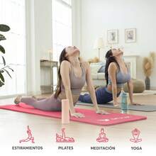 MUUK FITNESS Tapete de Yoga Foamy Antideslizante 150 x 59 cm | Esterilla Ligera de 8 mm con Correa de Transporte| Almohadilla para Rodillas y Codos | Material EVA Resistente, Ligero y Cómodo | Ideal para Ejercicio en Casa, Gimnasio, Parque, Viajes, Meditación y Estiramientos - Rojo - Ver 6