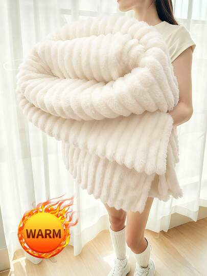 1 件纯色毯子，床上用品，柔软保暖，不掉毛，易于打理，蓬松柔软，简约风格家纺，多用途披毯，适用于沙发、卧室、客厅，可用作床毯、沙发毯、长凳装饰毯，四季皆宜，房间装饰，可机洗，适用于客房、酒店
