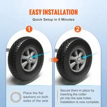 Solid PU Run-Flat Tire Wheel, 254 Mm, 2-Pack, 81.6 Kg Dynamic Load, 99.8 Kg Static Load, Flat Free Tubeless Tires And Wheels For Hand Truck, Utility Cart, Dollies, Garden Trailers, Various Carts - 10.0" X 10.0" X 2.5" - View 5