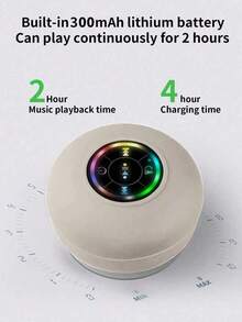 IPX4 Waterproof Speaker, Portable Wireless Speaker With Suction Cup, USB Rechargeable Black Speaker With 2 Hours Play Time 3.7V Battery 5.0 Wireless Version Life For Parties, Bathroom, Travel, Home, And Outdoor (Suction Cups Must Be On A Smooth Surface To Use)