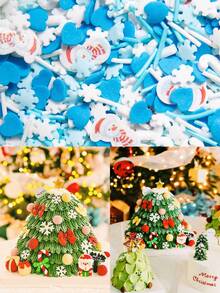 Décorations comestibles pour gâteau de Noël. Comprend un sapin de Noël, une béquille, des flocons de neige, un bonhomme de neige et des perles. Parfait pour les décorations de gâteaux, de cupcakes, de cônes de crème glacée et de desserts. Idéal comme décorations de gâteau pour les fêtes de Noël. Décorations de Noël, pyjamas de Noël, cadeaux de Noël, décoration de Noël
