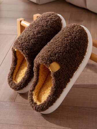 Men's Plush Slippers, Warm Soft Bottom Indoor Slippers, Couple Style, Autumn/Winter
