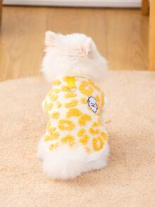 1 szt. kamizelka z nadrukiem w panterkę na jesień/zimę, ciepła kurtka dla psów i kotów, wygodna kamizelka z szelkami dla zwierząt, polarowy płaszcz dla zwierząt