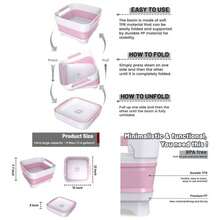 Collapsible Dish Basin With Drain, 9L2.4Gal Capacity, Space Saving Portable Sink Bottle, Kitchen, Camping RV, Gray - 粉色 - 查看 1