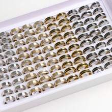 10 cái/gói Đúng mốt Đơn giản Thép không gỉ Bằng phẳng màu trơn Ban nhạc Nhẫn ( ) Thích hợp Cho nam giới , Hôn ước , Lễ cưới , Quà tặng tiệc - 2468 vòng hỗn hợp - Xem 14