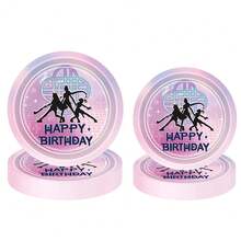 10pcs/20pcs40pcs/50pcs,Magical Music Themed Birthday Party 9Inch 7Inch Paper Plates Suitable For Music Birthday Party Decorations,Pink Singer Birthday Party Plates For Boys Girls Kpop Party Supplies