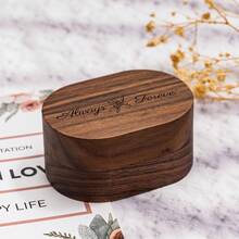 1 件椭圆形木制戒指盒，适合婚礼求婚，阳光旅行，酷炫返校 - 棕色 - 查看 4