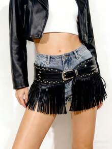 Y2K必备单品！朋克铆钉系带流苏腰带 - 甜美又酷炫的街头风必备单品，亮眼配饰，拍照完美，适合夏季、返校季、秋季、万圣节等场合。