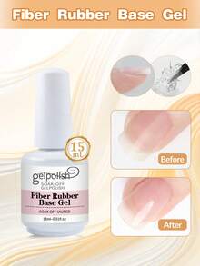 GELPOLISH 15ml Base de Goma con Fibra, Base de Goma Transparente, Utilizada para Fortalecer/Construir/Reforzar/Fortificar las Uñas, Protección Duradera, Removible, Adecuada para Uñas Débiles - transparente - Ver 7
