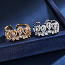 1 szt. luksusowy pierścionek z koroną w stylu vintage, elegancki pierścionek niszowy dla kobiet