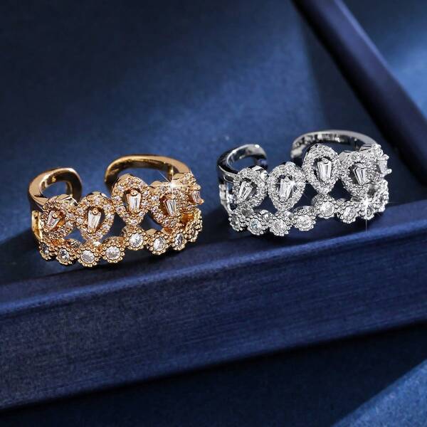 1 szt. luksusowy pierścionek z koroną w stylu vintage, elegancki pierścionek niszowy dla kobiet