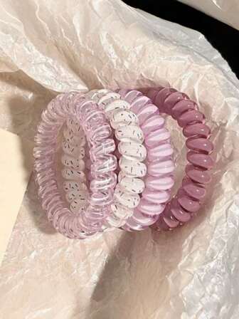 Pack Of 4 No-Marks Hair Ties 2025 New Style Hair Bands For Women, High Elasticity And Durable, Hair Accessories, Korean Style, High-Quality, Fresh Sea Salt Blue, Grape, Coconut Polka Dot Design, Summer Fresh, Versatile Daily Hair Ties, Ponytail Holders, Hair Elastics, Hair Rubber Bands, Scrunchies, Hair Rope