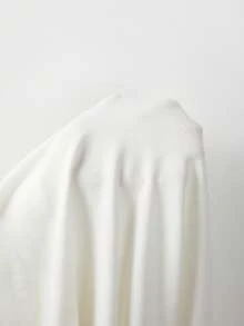 FOR BEAUTY 春秋新款纯色简约圆领长袖针织套头衫，女士时尚宽松通勤风白色长袖上衣，新年新款休闲风 - 白色 - 查看 9