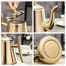 An Elegant Gold Stainless Steel Teapot And Coffee Maker Set With Removable Filter - 1L~1.5L Capacity, Heat-Resistant, Suitable For Home And Restaurant Use - A Complete Tea And Coffee Cooking Set, Teapot Kettle Set - Gold - View 3