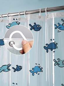 1 件高度透明趣味鱼印花浴帘，夏季清凉防水浴室门帘，防风薄纱窗帘，带挂钩，尺寸有 35 英寸宽 X71 英寸长、47 英寸宽 X71 英寸长、59 英寸宽 X 71 英寸长、71 英寸宽 X71 英寸长、71 英寸宽 X79 英寸长、79 英寸宽 X 79 英寸长、94 英寸宽 X 79 英寸长，适用于浴室、浴缸、淋浴房